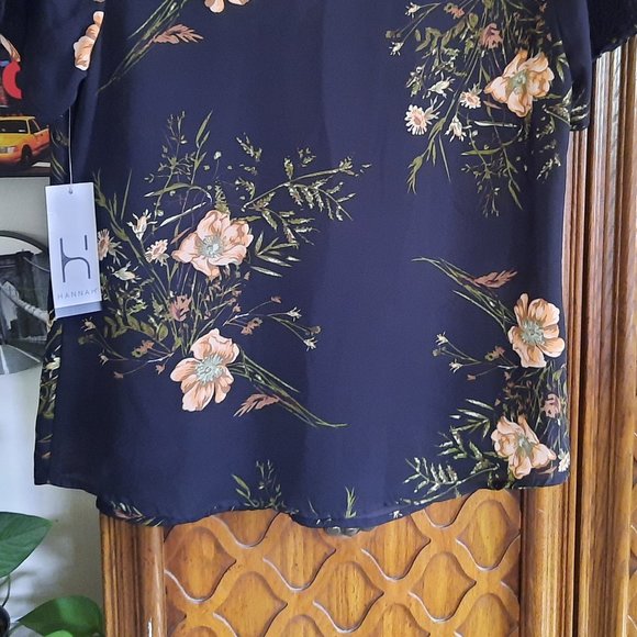 HANNAH Floral Crochet-Lace Pintuck Buttondown Blouse- NWT, Size PS - Picture 10 of 16